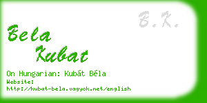bela kubat business card